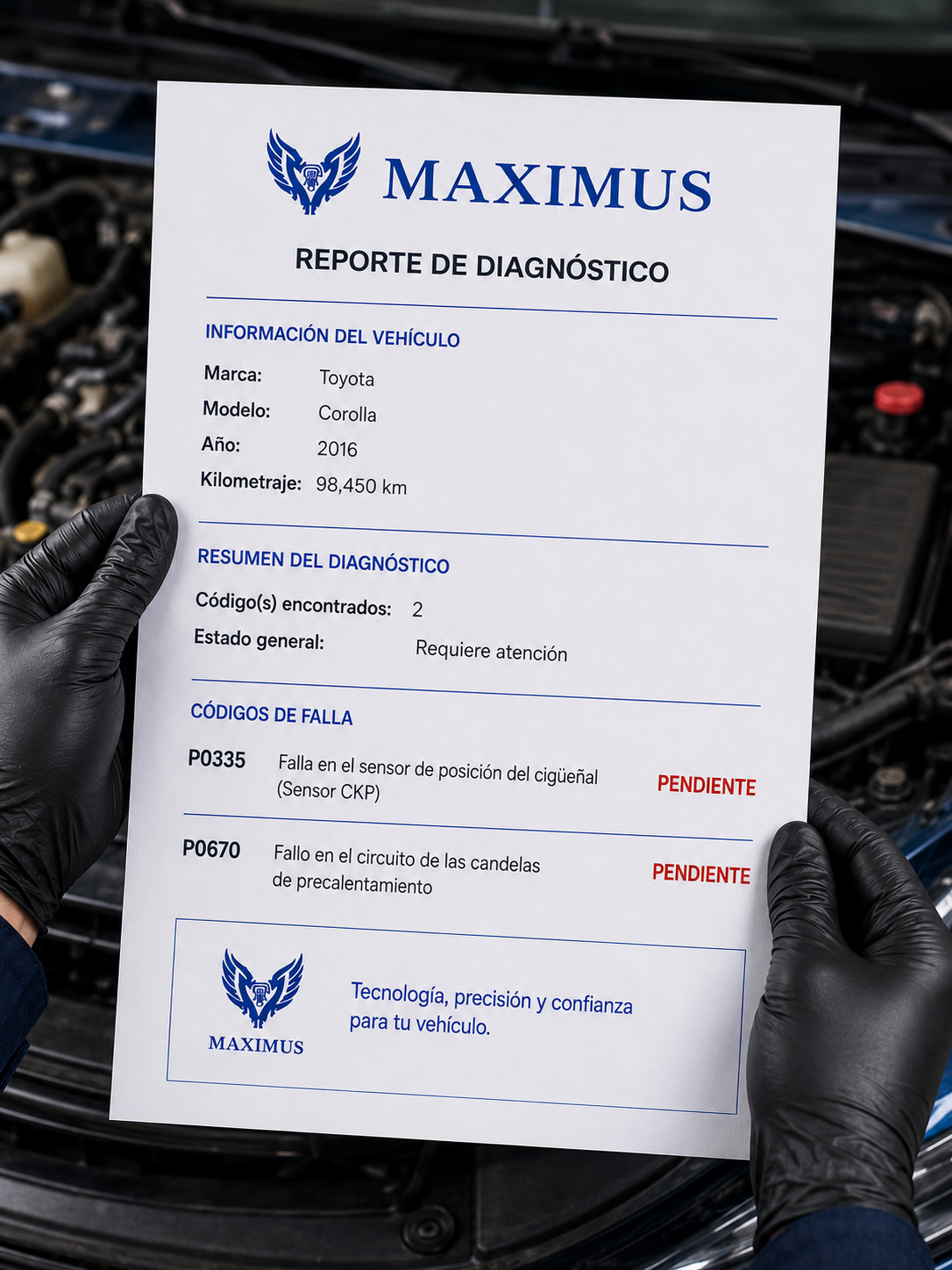 Equipamiento y diagnóstico automotriz en taller